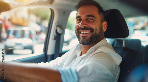Smiling Man driving a Car © sandsun