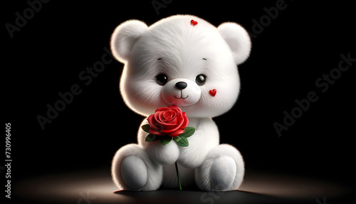white bear holding a rose 