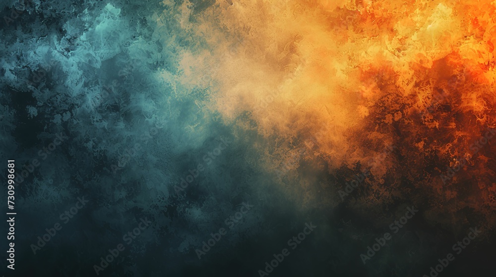 Obraz premium Teal orange black color gradient background, grainy texture effect, poster banner landing page backdrop design 