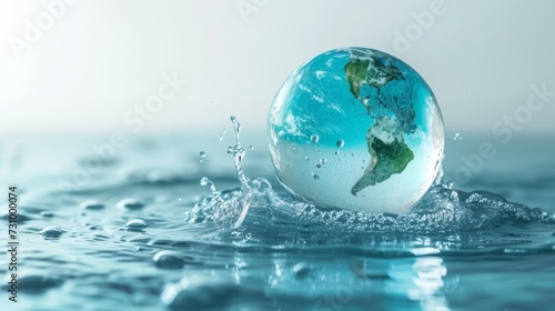 glass globe splashing in water