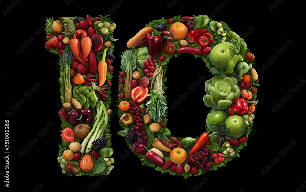 The Letter O Made of Fruits and Vegetables