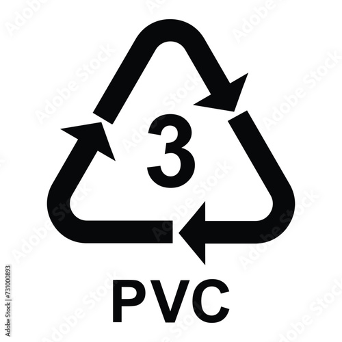 Plastic recycling symbol PVC 3 , Plastic recycling code PVC 3 , vector illustration