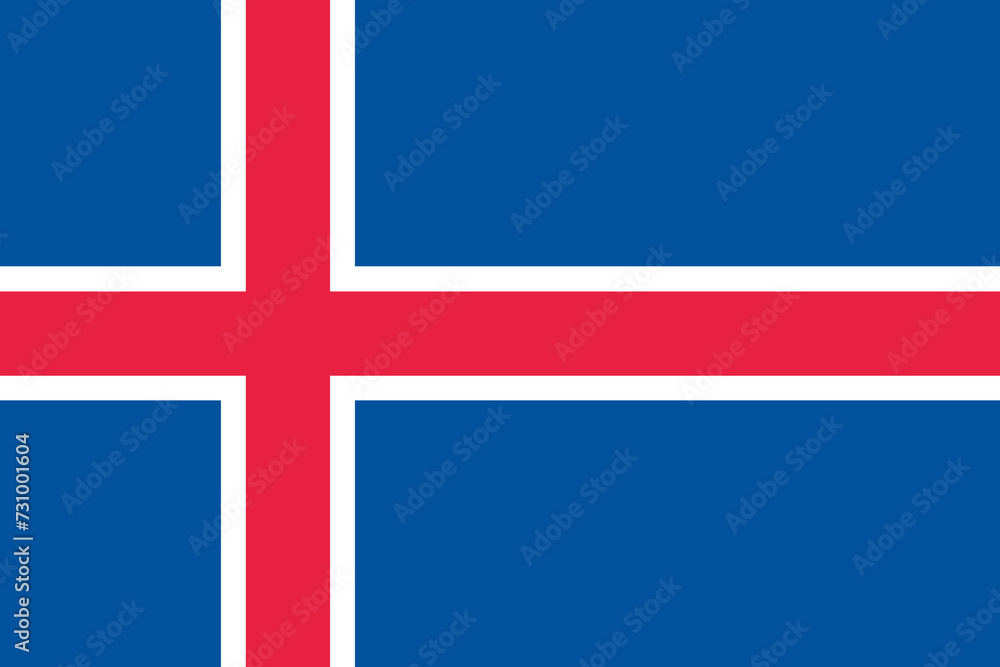 Iceland flag isolated in official colors and proportion correctly vector - obrazy, fototapety, plakaty 
