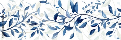 abstract blue vintage background with leaves