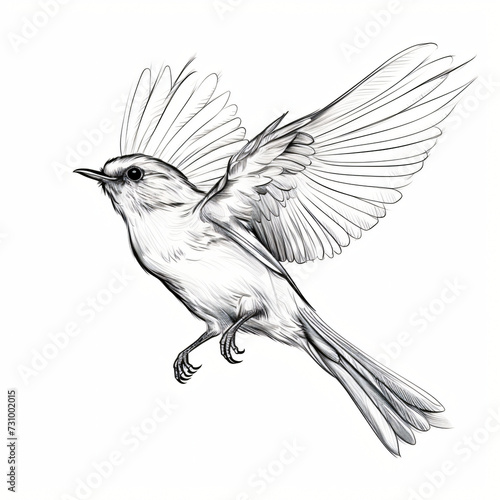 Hand drawn bird outline illustration. © Elysium