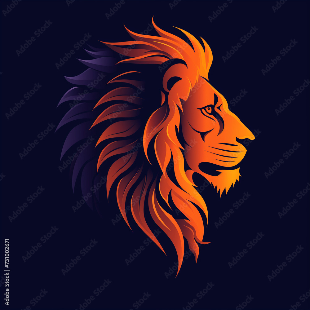 Fototapeta premium Flat vector logo of big lion