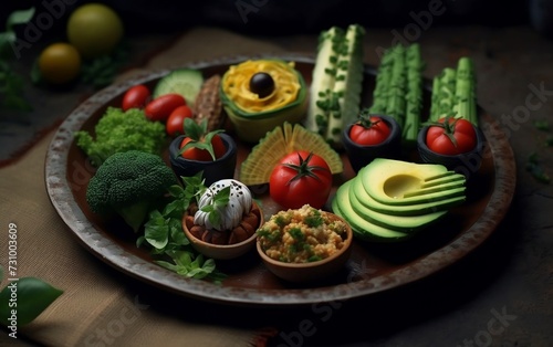 Assorted Vegetables and Fruits on Table