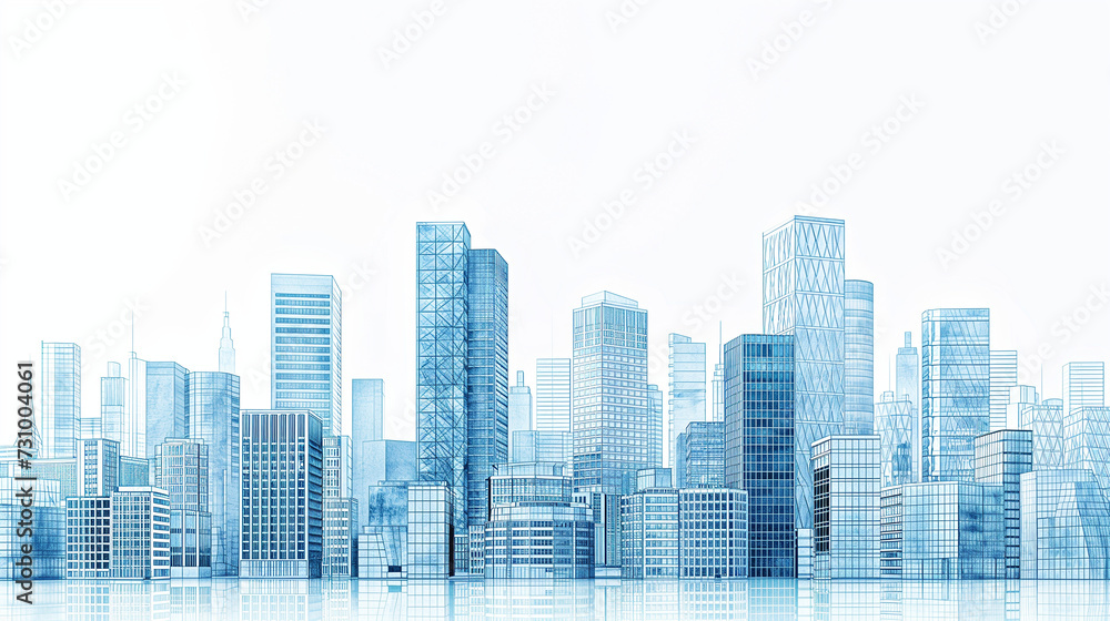 Obraz premium Cityscape of a Large City With Tall Buildings in the Middle of the Water