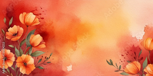 tulips flower on the watercolor background