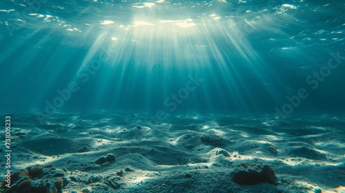 Underwater ocean texture with sunlight filtering through background