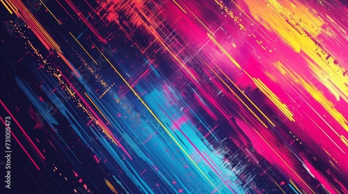 Vibrant neon glitch art background