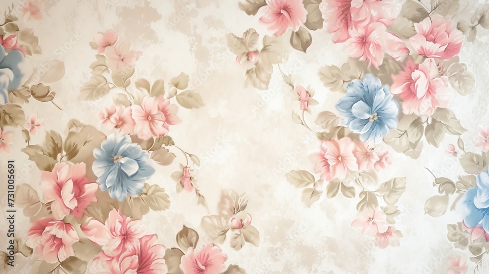 Vintage floral wallpaper texture with soft colors