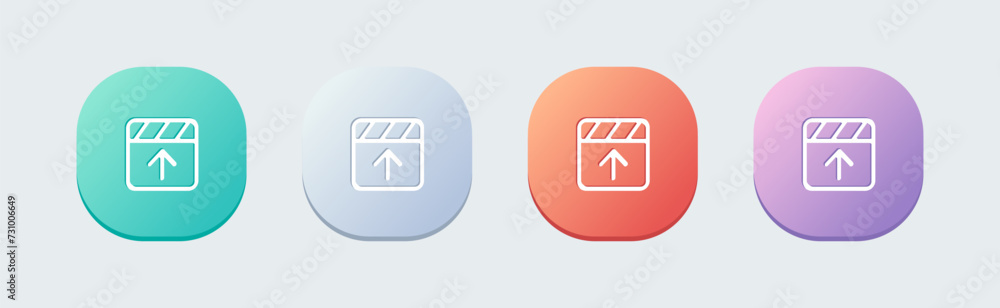 Upload video line icon in flat design style. Download signs vector illustration. Upload video line icon in flat design style. Download signs vector illustration.
