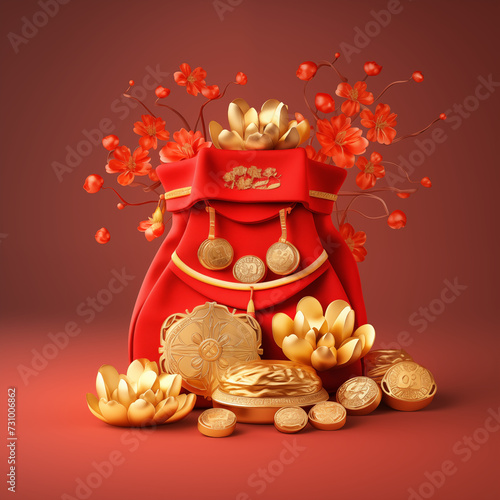 Moneybag for coins as gift during New Year celebration in China Asia