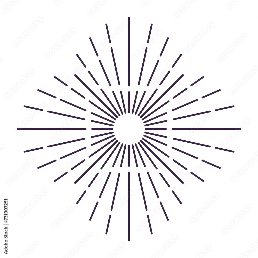 Sunburst firework explosion, bursting or light rays, linear drawing. trendy hand drawn retro isolated design element Sunburst firework explosion, bursting or light rays, linear drawing. trendy hand drawn retro isolated design element