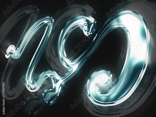 Abstract pattern with shiny chrome texture