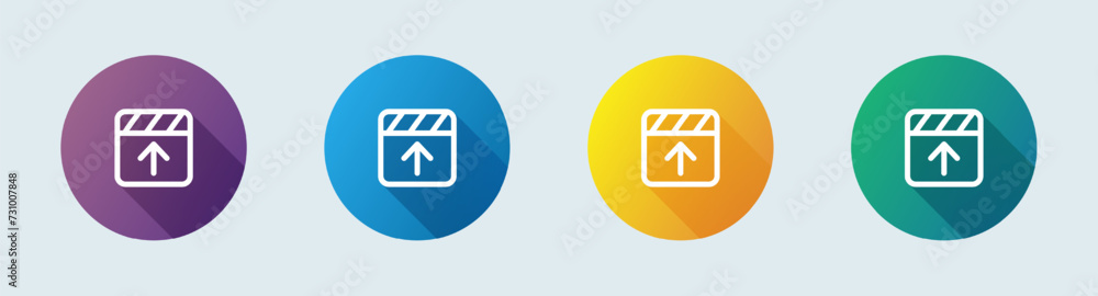 Upload video line icon in flat design style. Download signs vector illustration. Upload video line icon in flat design style. Download signs vector illustration.
