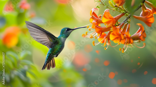 Hummingbird Long-tailed Sylph Aglaiocercus kingi.