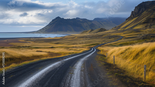 Icelandic Road in Snaefellsnes Peninsula of Icela.