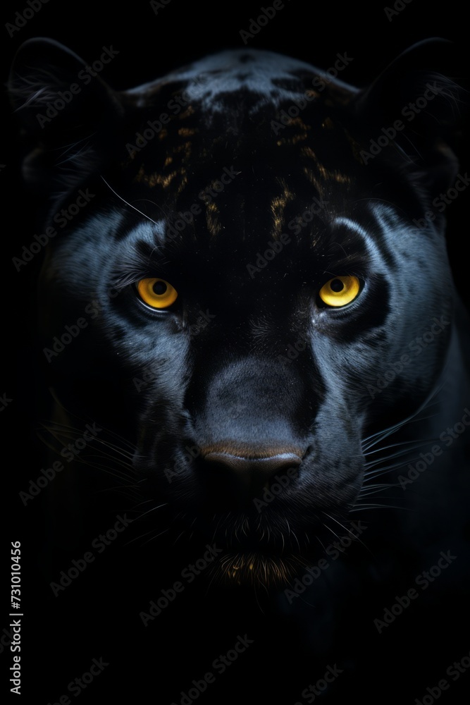 Black panther portrait front view. Generative AI.