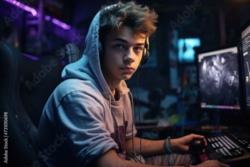 Cyber sport gamer playing game.