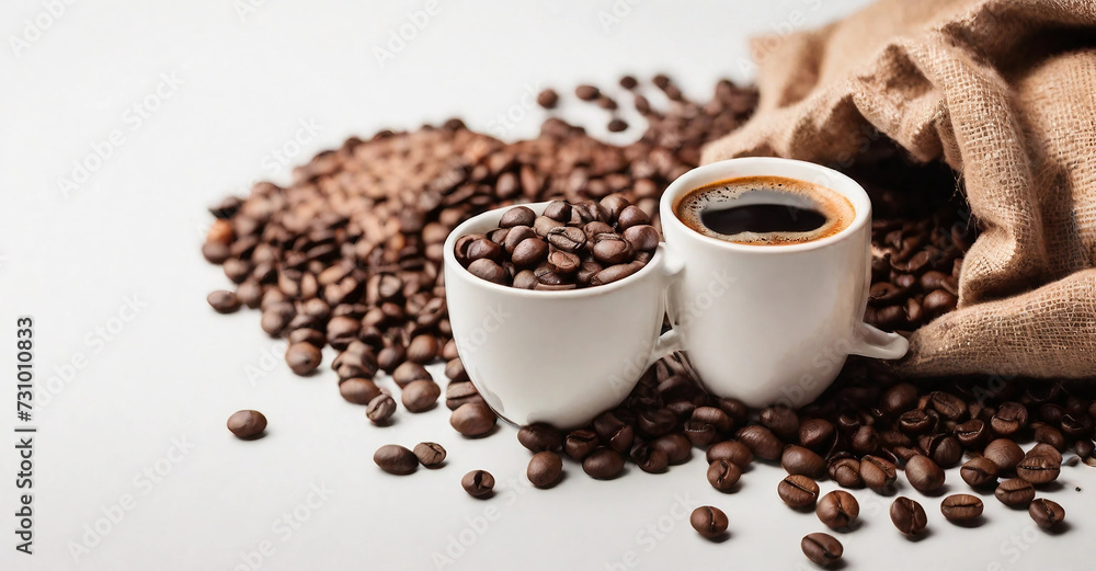cup of coffee with beans cup of coffee with beans