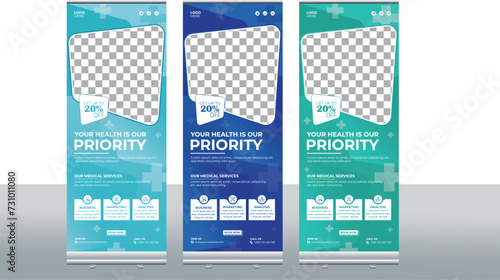 Medical Health Roll-up Banner Template. This layout is suitable for any medical project purpose. Very easy to use and customize.
