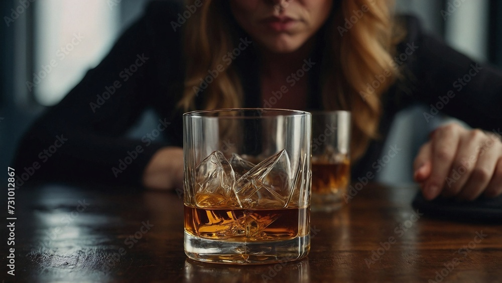 Contemplative Woman with Whiskey Glass
