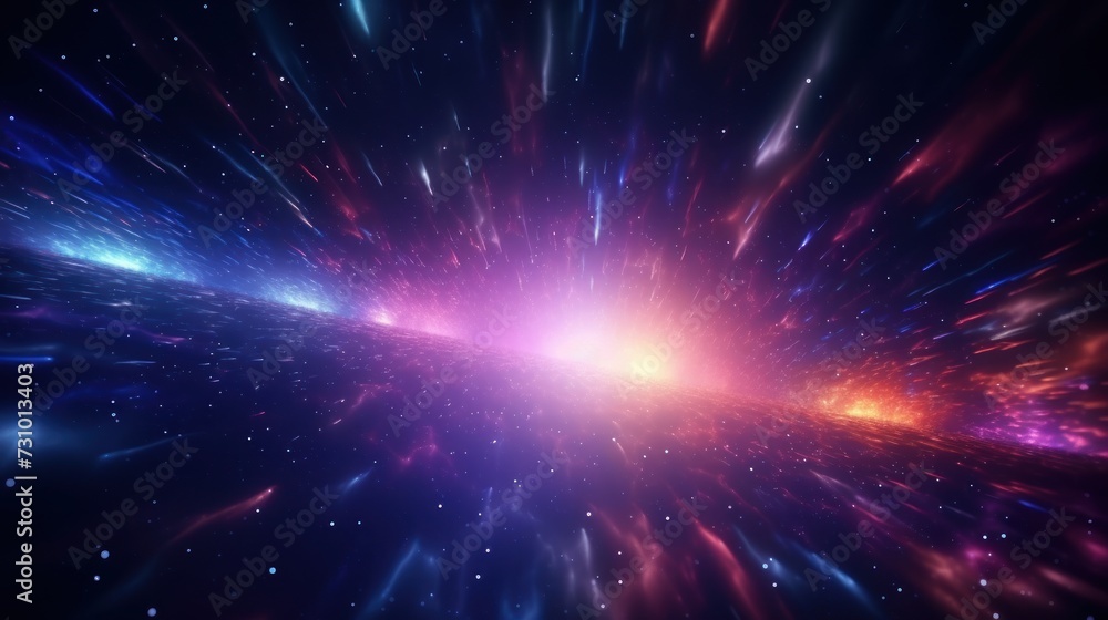 Obraz premium Abstract Particle Moving In The Sci-fi Space Wallpaper, Background