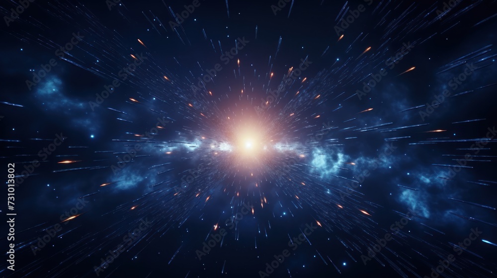 Obraz premium Abstract Particle Moving In The Sci-fi Space Wallpaper, Background