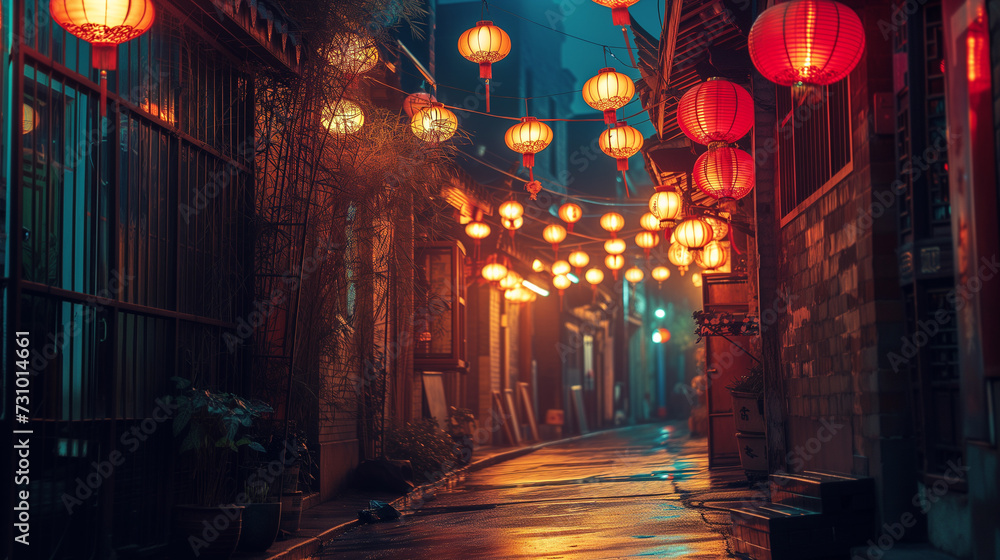 China town background at night