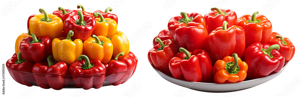 Bell pepper in a plate on a transparent png