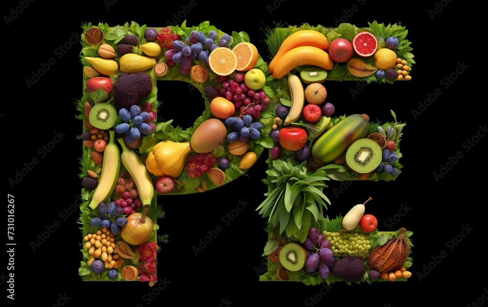 Fruits and Vegetables Form the Letter P