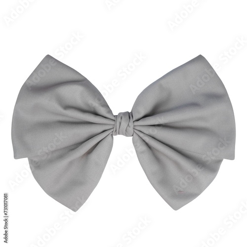 Charming gray cotton fabric bow with short tails on a white background. Adds rustic elegance to any project.