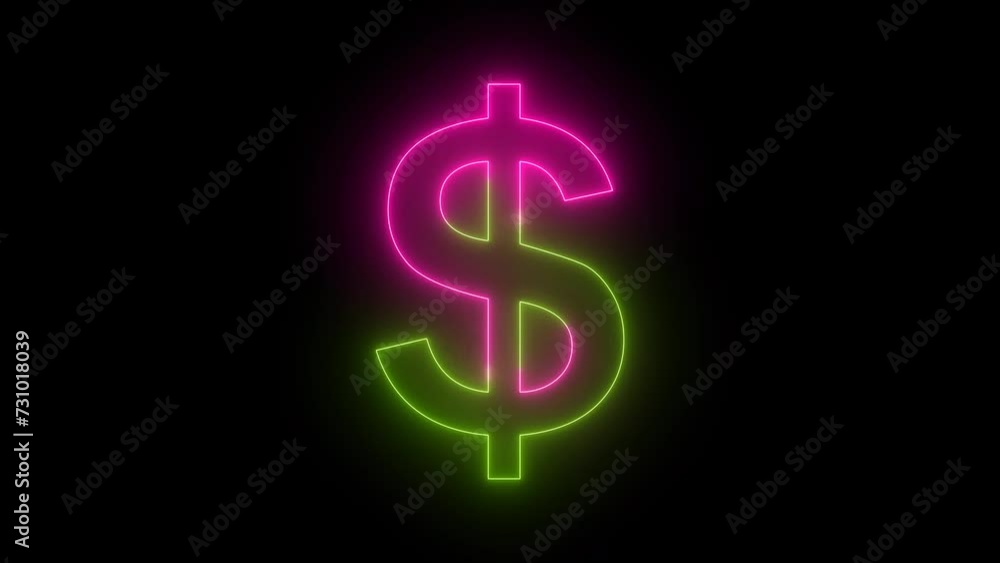 Bright dollar symbol animation. Neon dollar icon .
Bright dollar symbol animation. Neon dollar icon .
