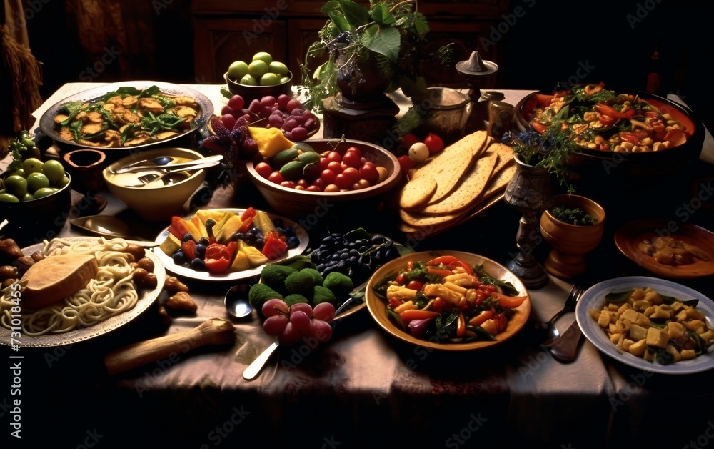 Abundant Variety of Foods on a Table Abundant Variety of Foods on a Table