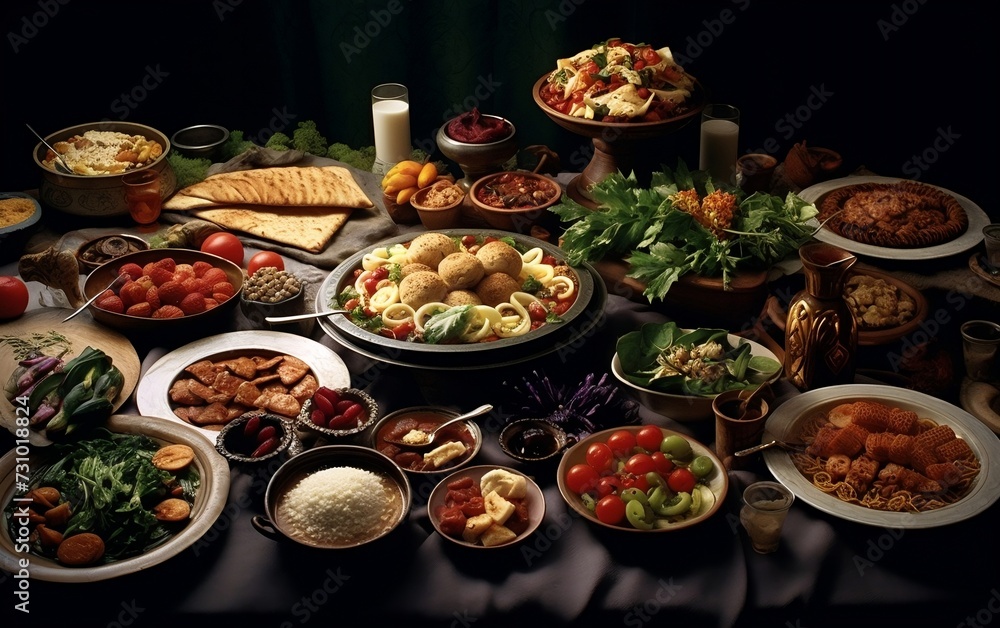 Variety of Foods Displayed on a Table Variety of Foods Displayed on a Table