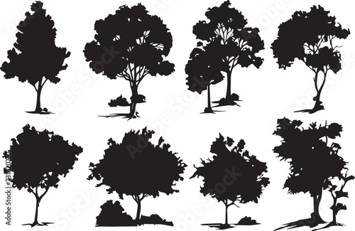 Set Trees. Hand drawn vector illustration