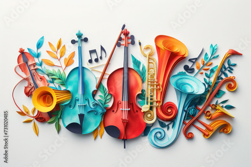 Classical musical instruments, world music day poster, abstract concert invitation