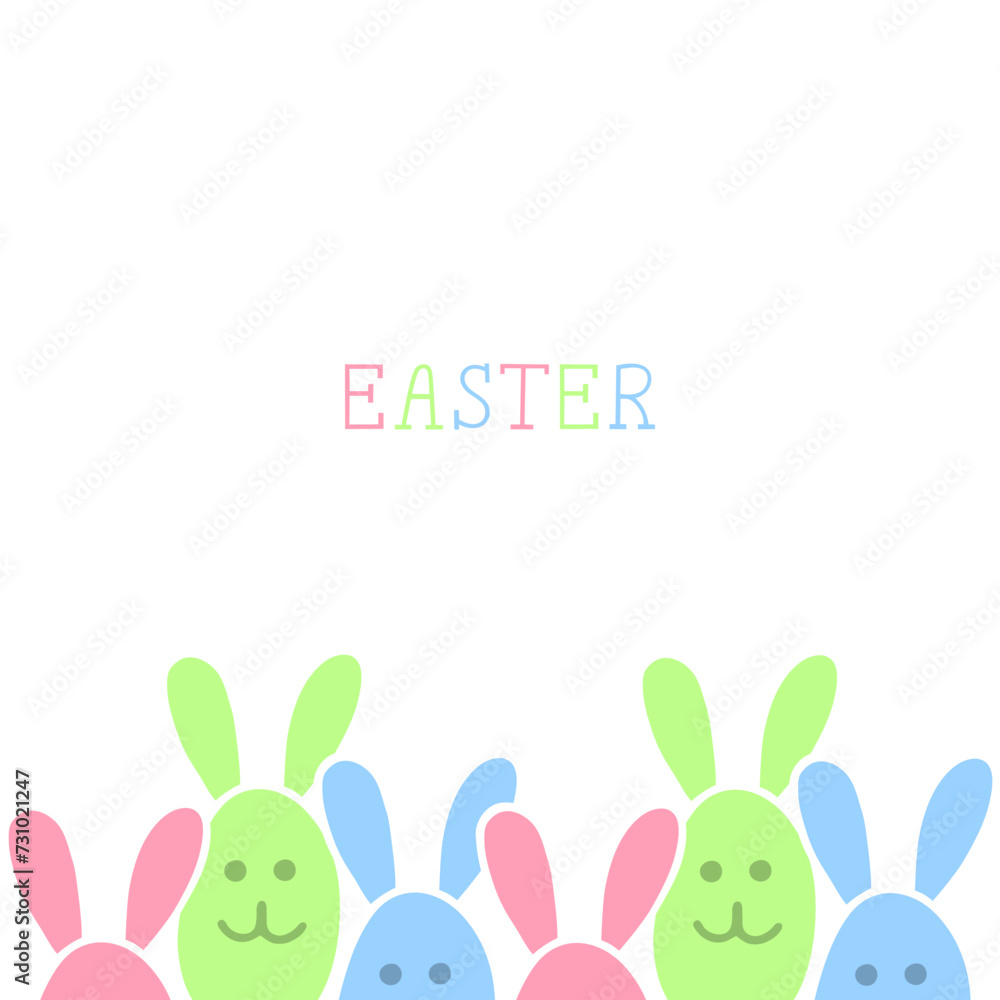Bright illustration with bunnies on a white background. Postcard. Easter. Bright illustration with bunnies on a white background. Postcard. Easter.