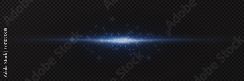 Sparkling blue light effect isolated on transparent background. Horizontal flash of light. Vector illustration. EPS 10