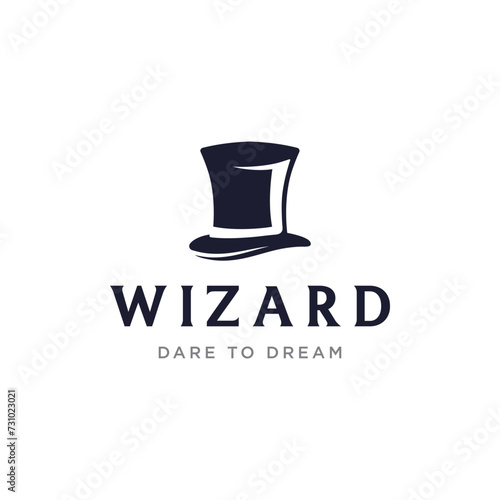 Unique magician hat logo template design with creative idea.