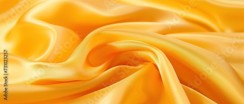 Closeup of Yellow Satin Fabric Background