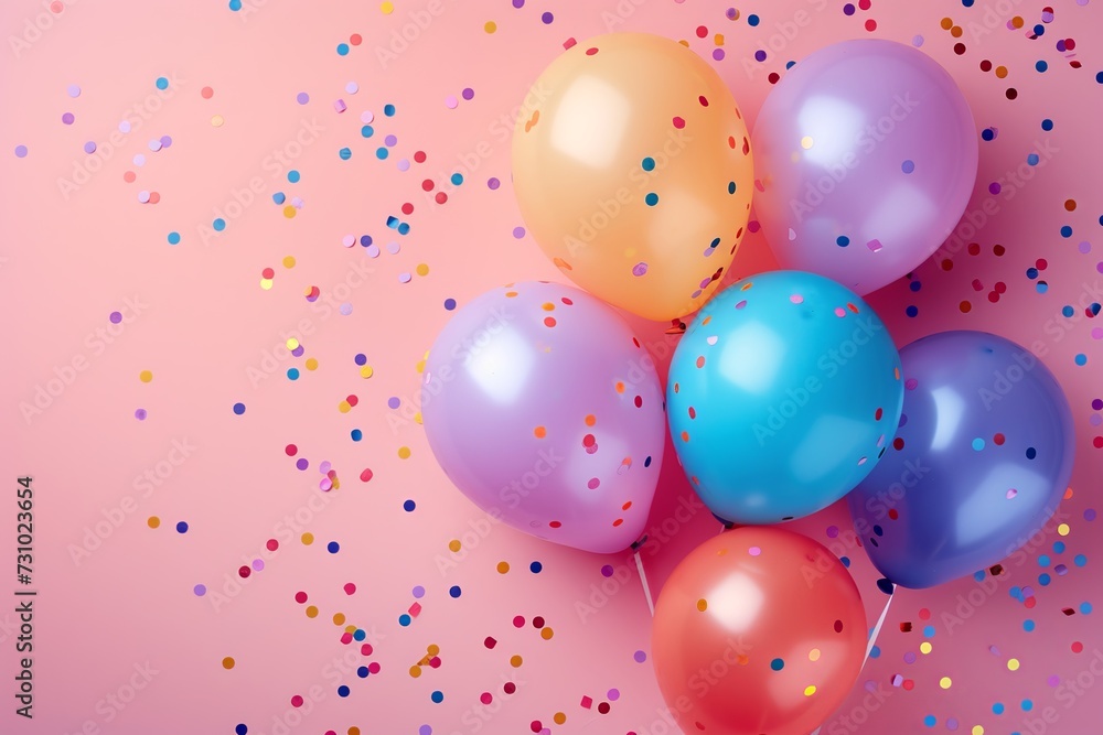 Colorful Balloons & Confetti Party Background