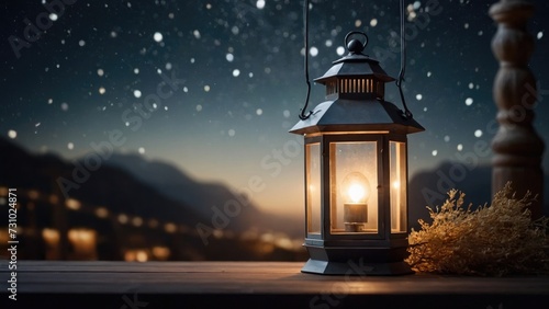 lantern with night light background for the muslim feast of the holy month of ramadan kareem