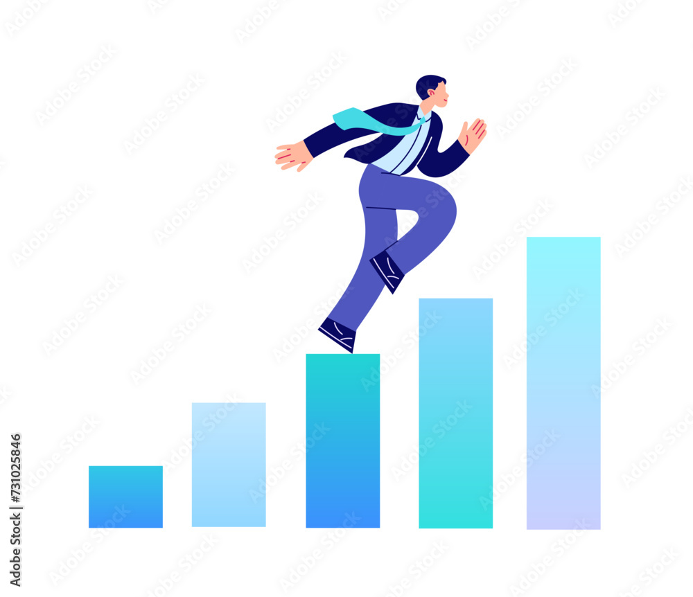 Business man running to reach higher target. Ambition to success Business man running to reach higher target. Ambition to success