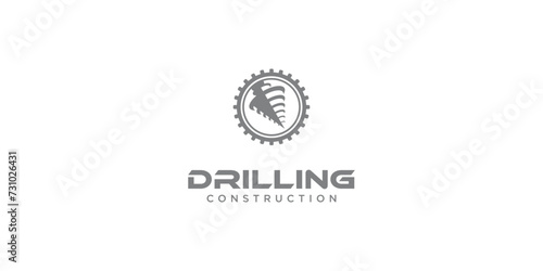 Simple drilling logo design with modern style| premium vector