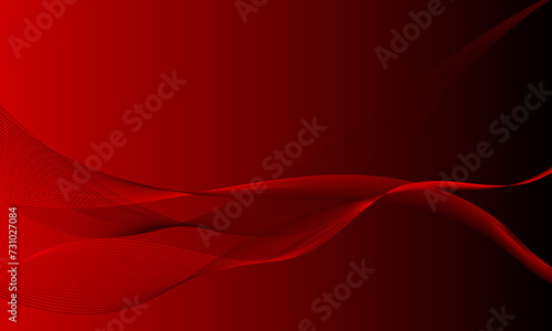 red smooth lines wave curves with soft gradient abstract background