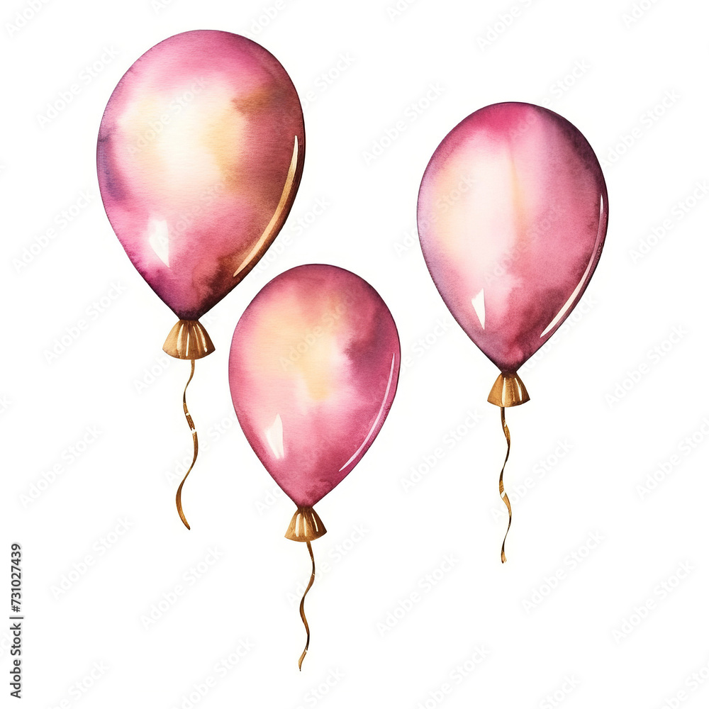 Bunch of bright watercolor balloons on white background Bunch of bright watercolor balloons on white background