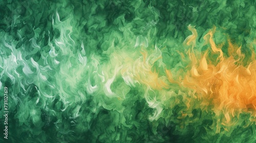Green fire painted texture, abstract green fire and smoke background design © Prometheus 